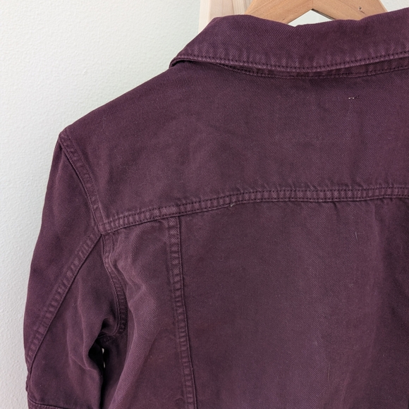 NWT We The Free Button Down Cropped Denim Jacket In Burgundy - XL - Picture 6 of 8